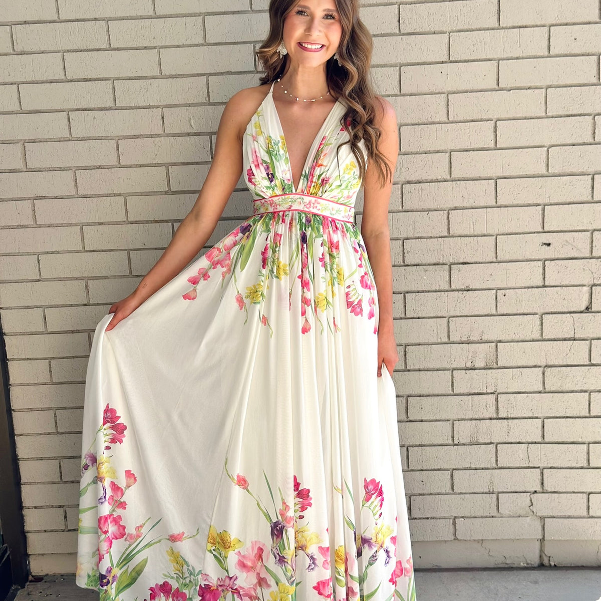 floral maxi dress near me Laufry Yellow Floral Print Maxi Dress - US 16