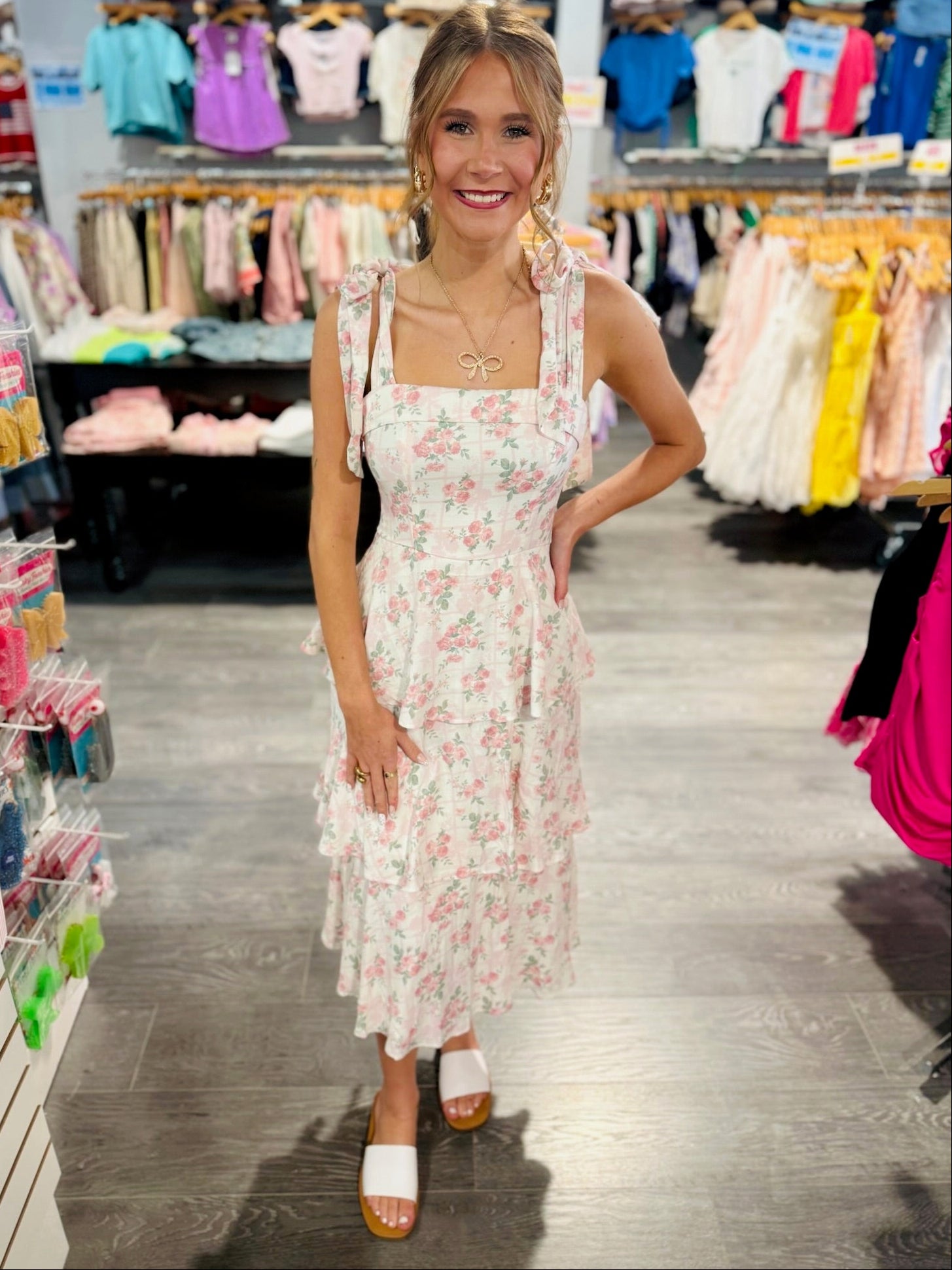 ruffle midi summer dress Country Charm Ruffle Strap Midi Dress